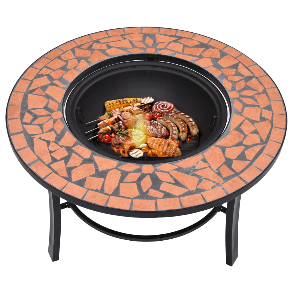 Mosaik-Feuerstelle Terrakotta 68 cm Keramik