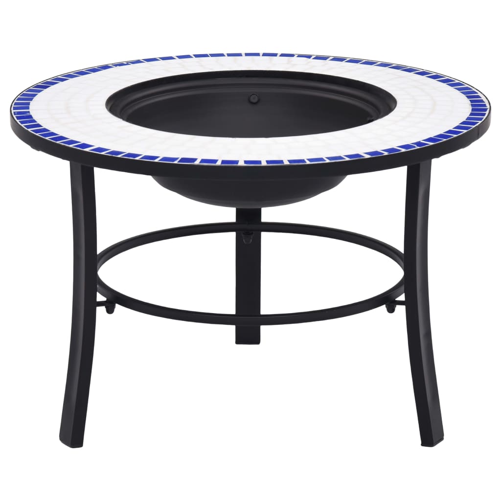 Mosaik-Feuerstelle Blau und Weiß 68cm aus Keramik
