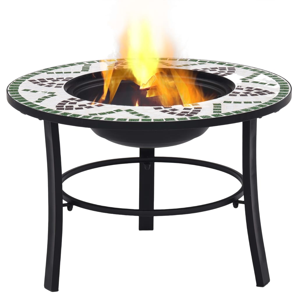 Mosaik-Feuerstelle Grün 68cm aus Keramik