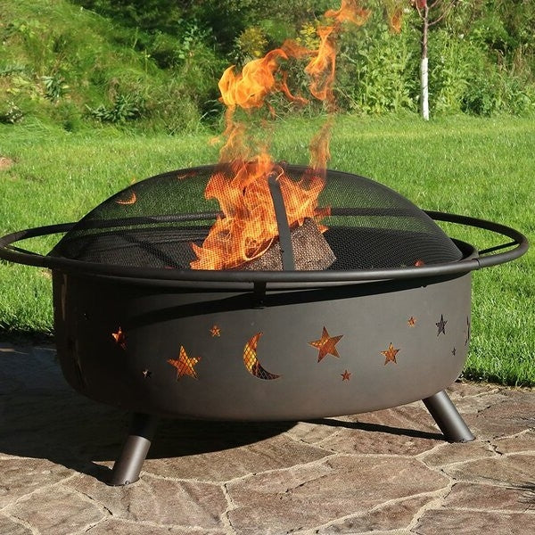Feuerschale aus Stahl mit Funken-Schutz für Holzfeuer