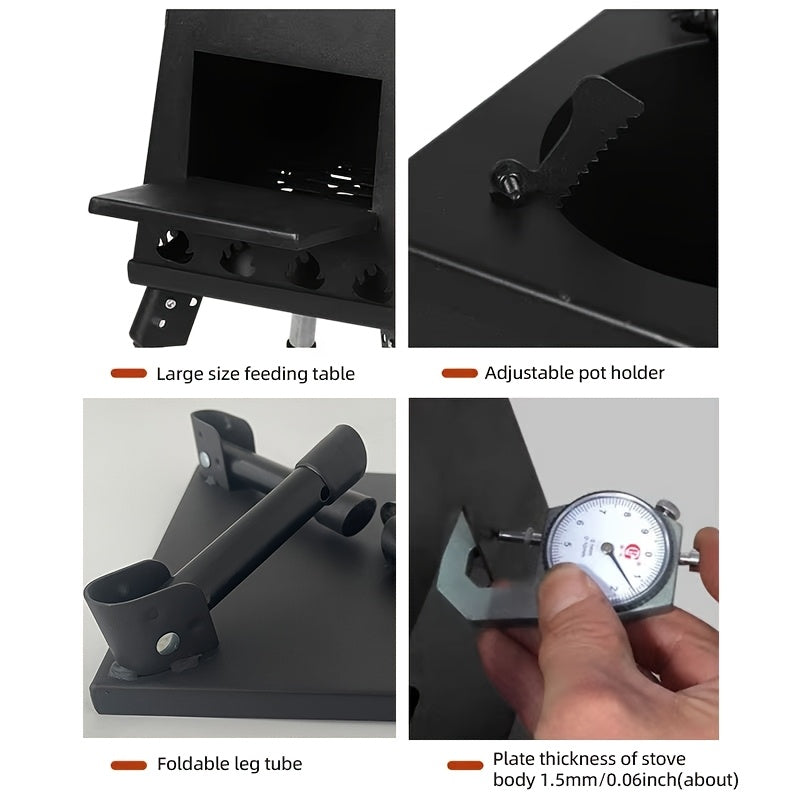 Zusammenklappbarer Camping Grillkocher - Raketenofen-Design