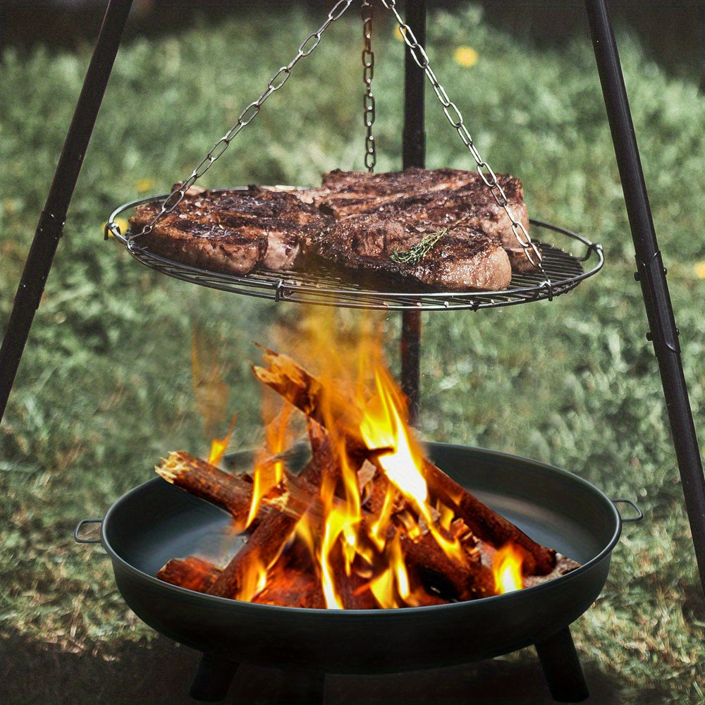 Feuerschale aus Metall mit Griffen und Beinen