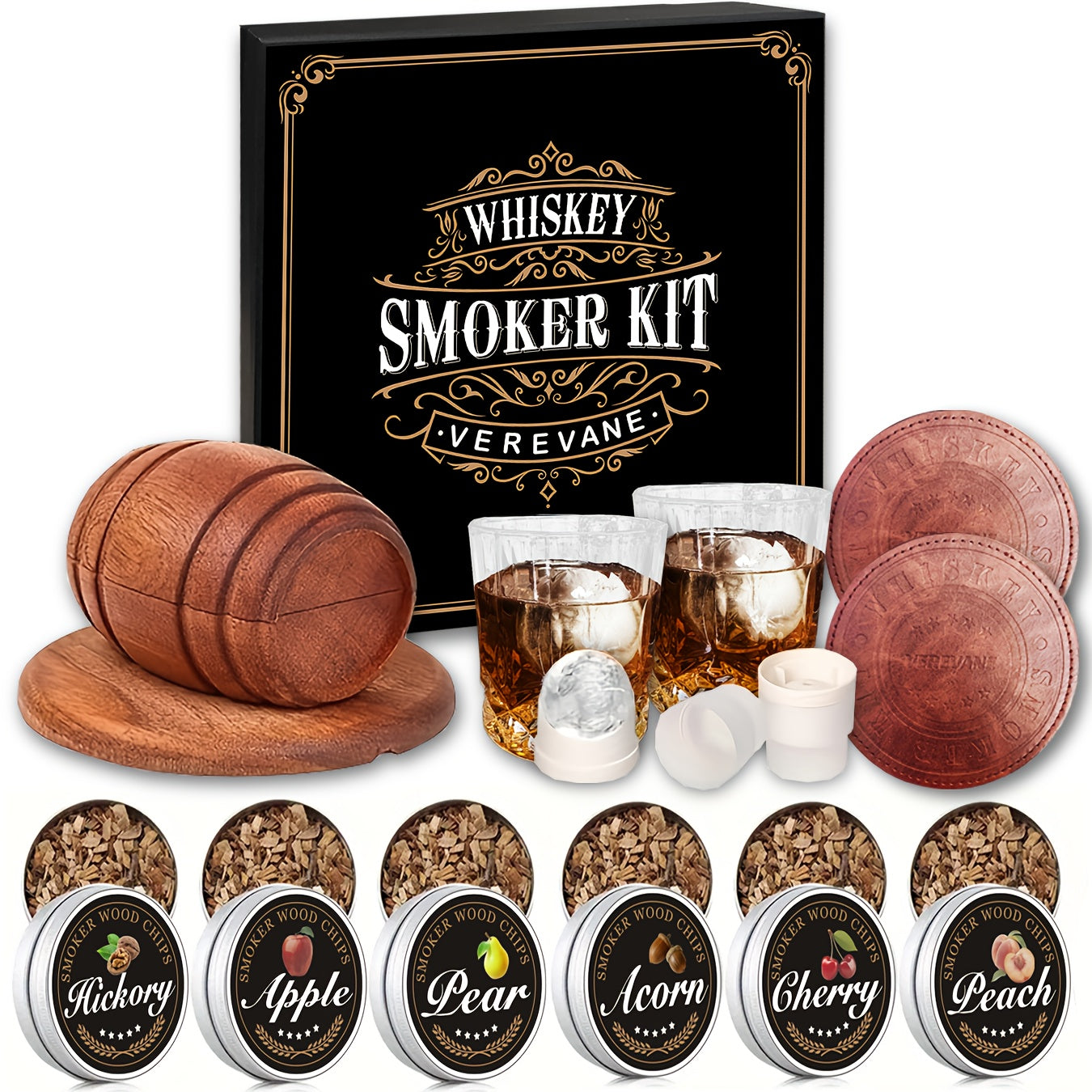 Whiskey Smoker Set mit 6 Holz-Aromen & Zubehör