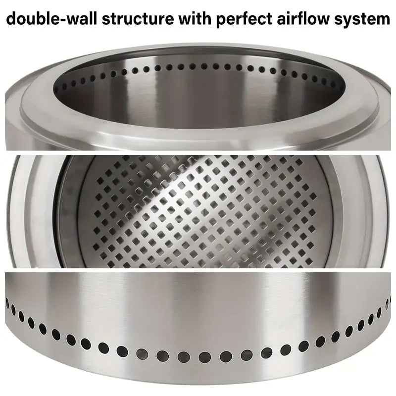 Edelstahl-Feuerschale raucharm - Perfekt für Terrasse und Camping