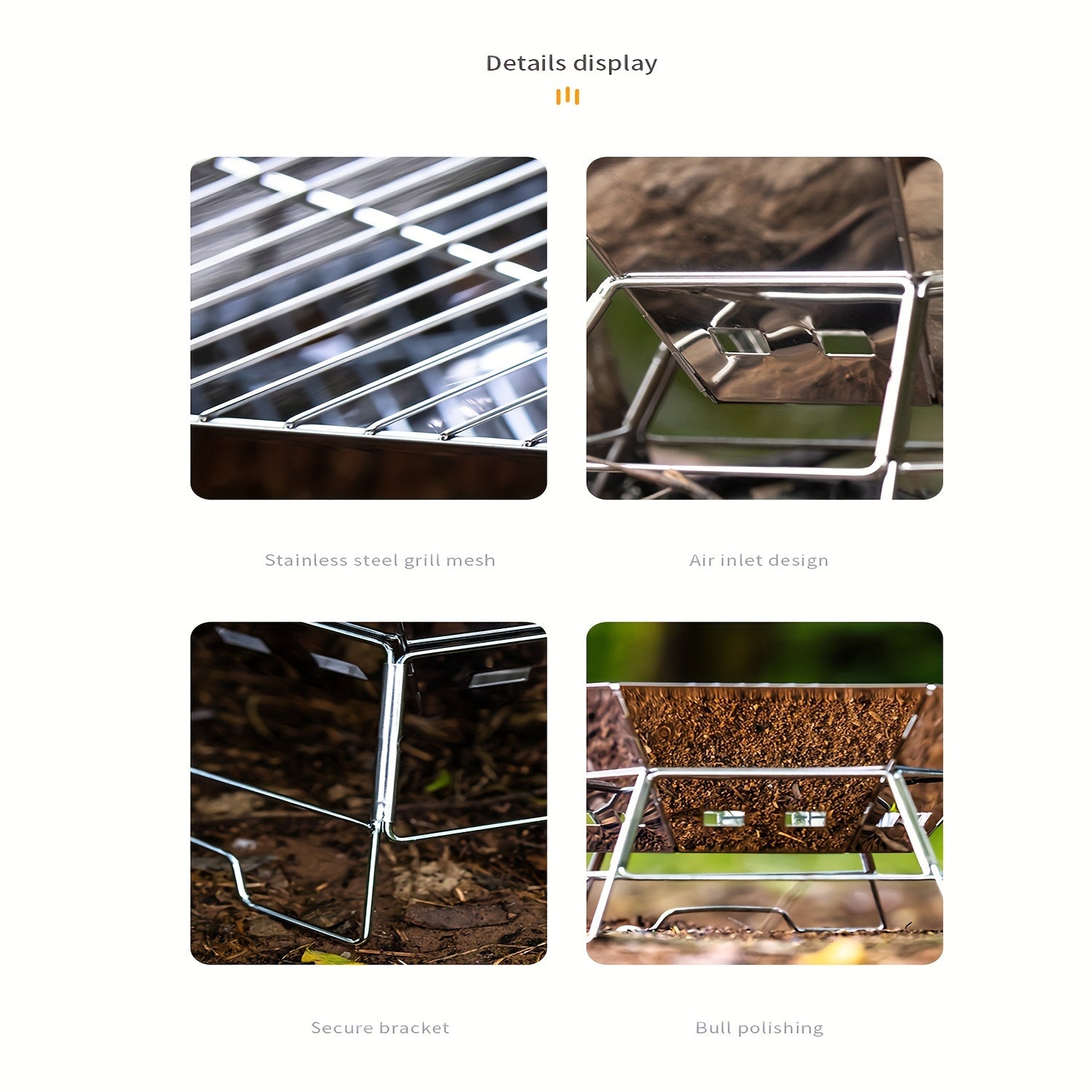 Edelstahl-Klappgrill für Outdoor-Aktivitäten