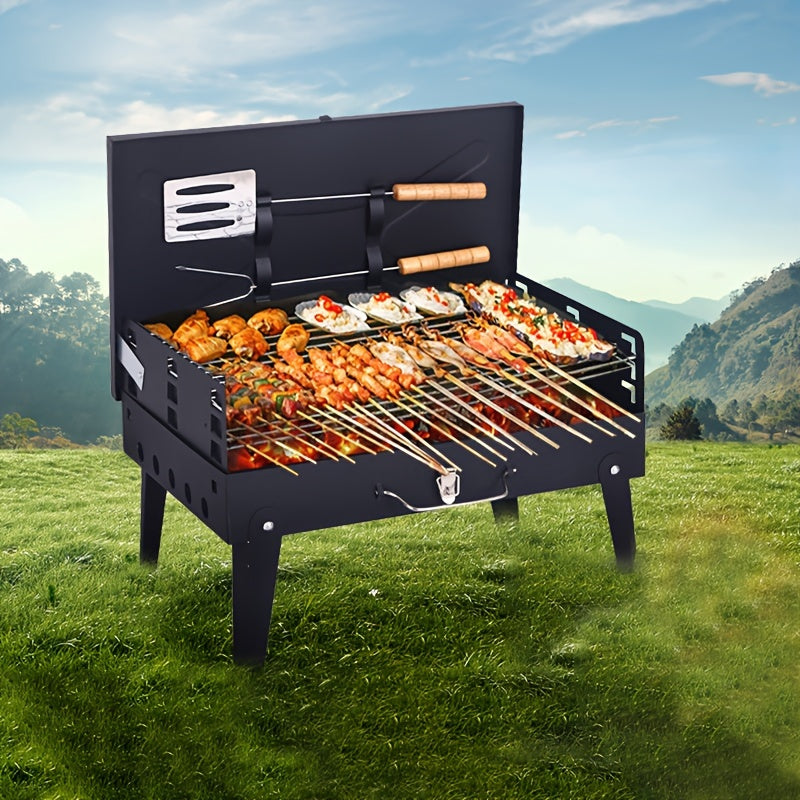 Tragbarer Eisen-Grill mit Zubehör