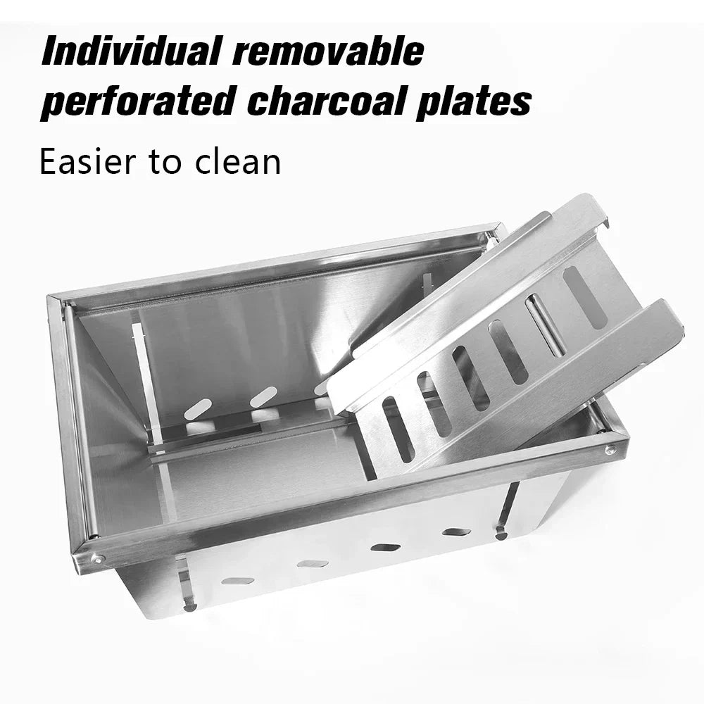 Zusammenklappbarer Grillkocher aus 304 Edelstahl - Silber