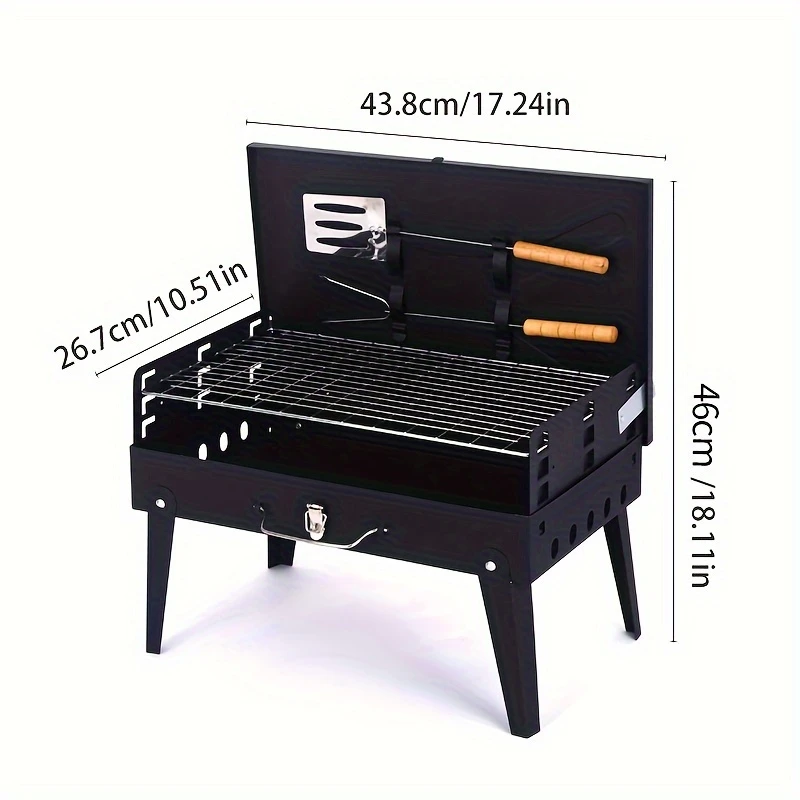 Tragbarer Eisen-Grill mit Zubehör